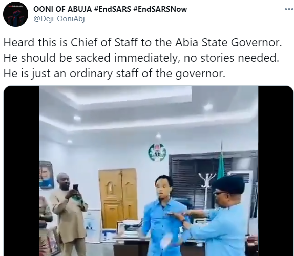 Nigerians react to viral video of Abia state governor's Chief of Staff