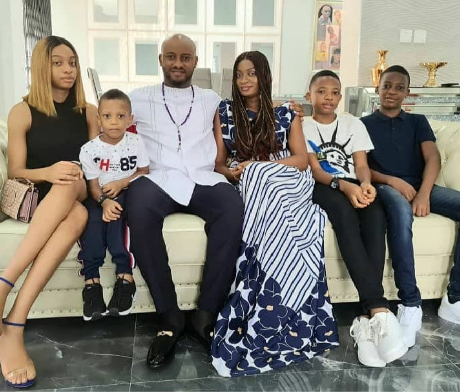 Yul Edochie shows off his family