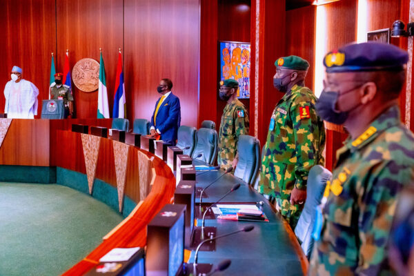 President Buhari meets military service chiefs before his medical trip to London photos