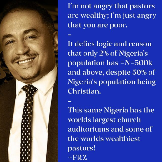 I am not angry that pastors are wealthy DaddyFreeze